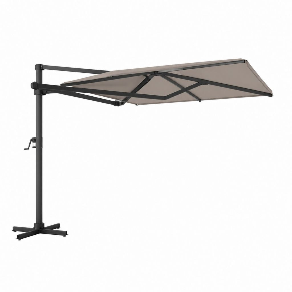 Ombrellone da giardino a braccio laterale rettangolare grigio tortora in poliestere e acciaio 400 x 300 x 270 cm