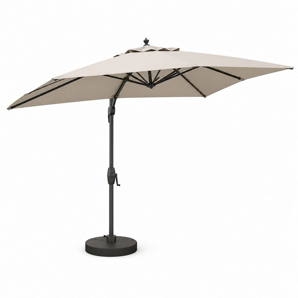 Ombrellone da giardino a braccio laterale beige in poliestere quadrato 300 x 300 cm con base