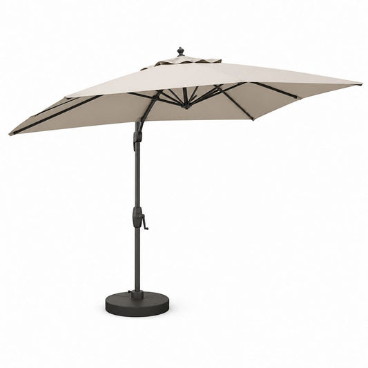 Ombrellone da giardino a braccio laterale beige in poliestere quadrato 300 x 300 cm con base