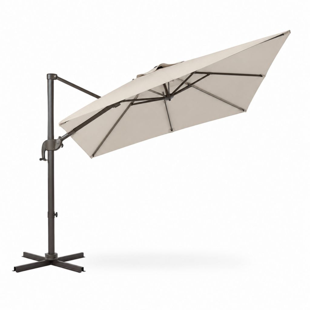 Ombrellone a braccio laterale beige in poliestere quadrato 300 x 300 cm
