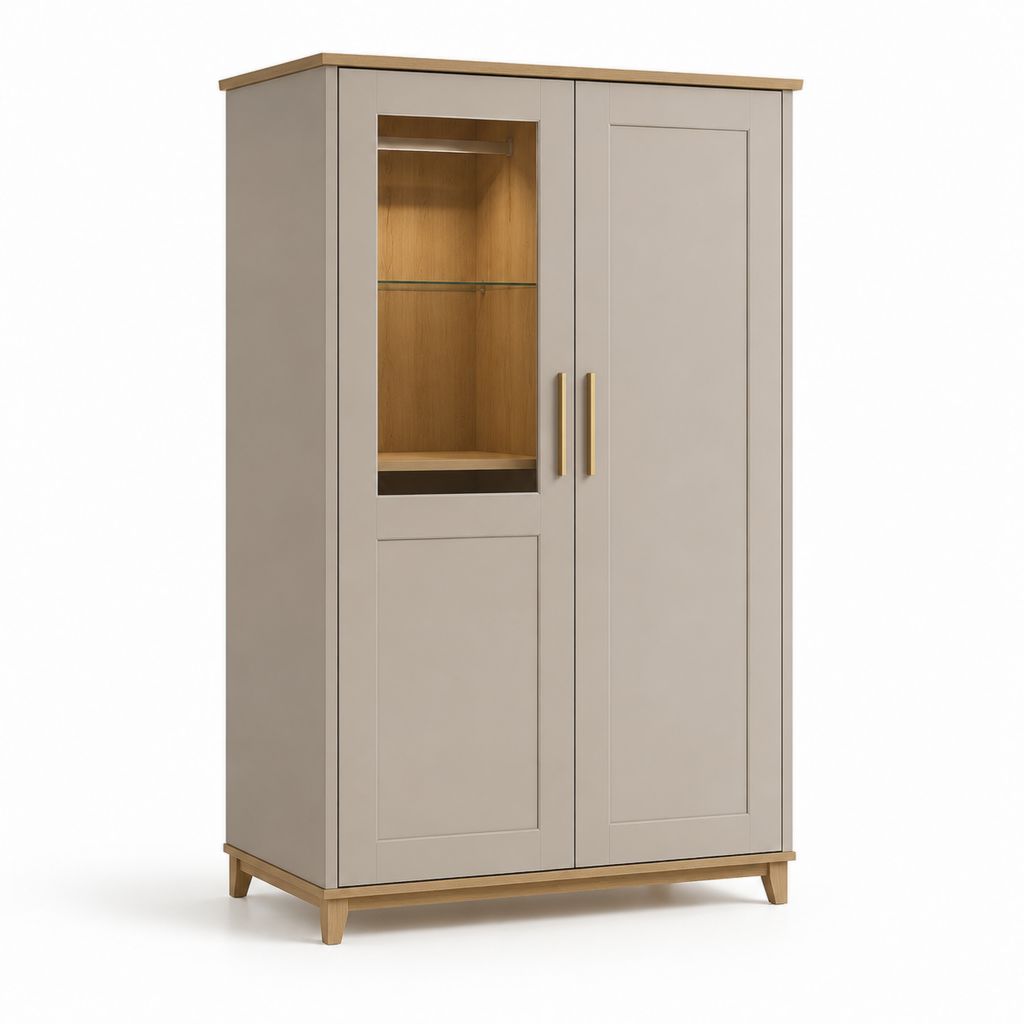 Armadio guardaroba 2 ante beige e rovere in pannello truciolare rettangolare 100 x 55 x 200 cm