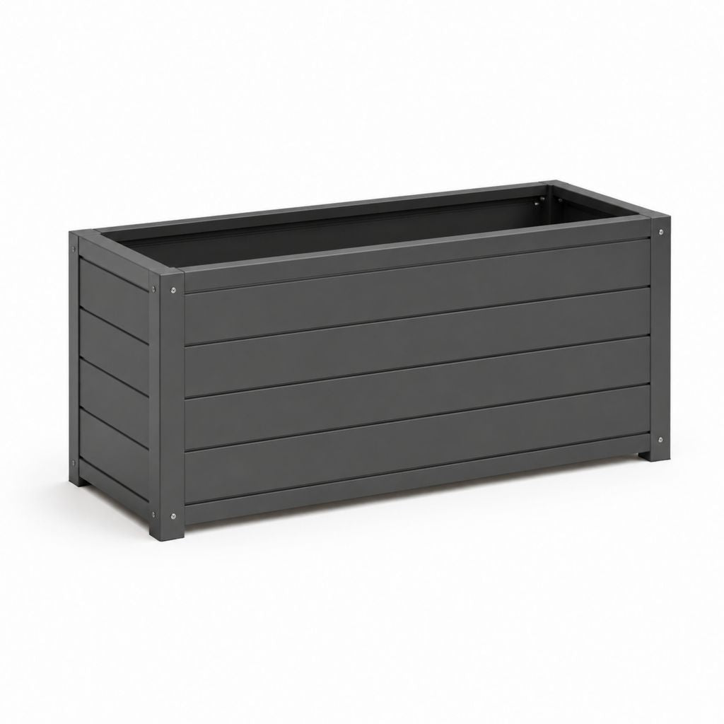Fioriera rialzata rettangolare nera in acciaio zincato 100 x 40 x 40 cm