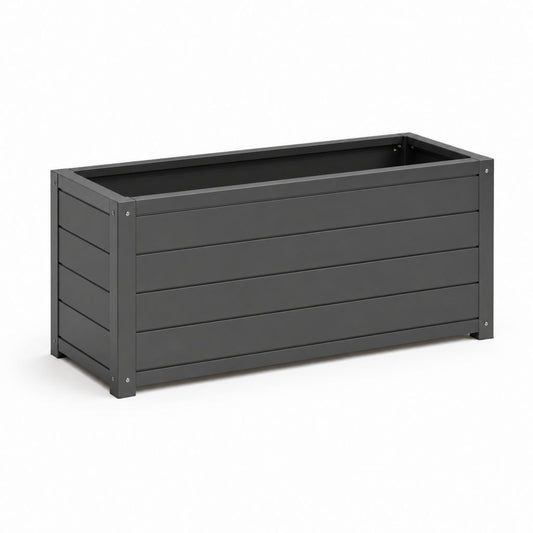 Fioriera rialzata rettangolare nera in acciaio zincato 100 x 40 x 40 cm