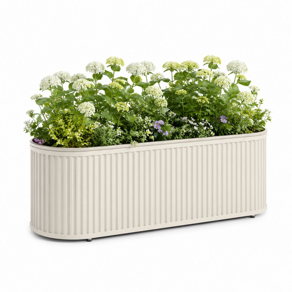 Fioriera da balcone rettangolare avorio in PP 80 x 30 x 40 cm