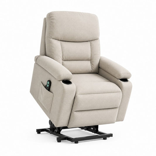 Poltrona relax reclinabile elettrica alzapersona beige in poliestere 90 x 95 x 105 cm