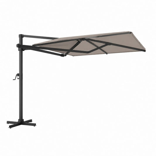 Ombrellone da giardino a braccio laterale rettangolare grigio tortora in poliestere e acciaio 400 x 300 x 270 cm