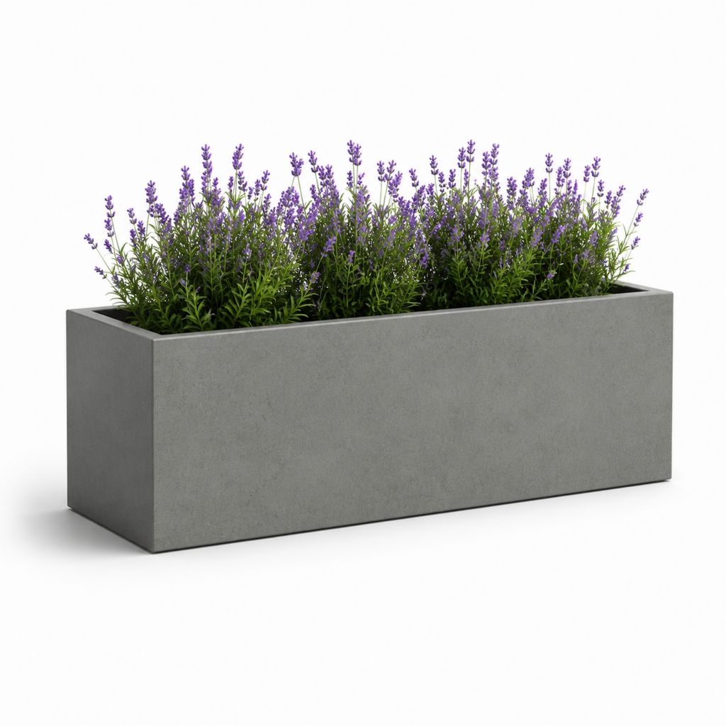Fioriera rettangolare grigia in fibrocemento 100 x 40 x 40 cm