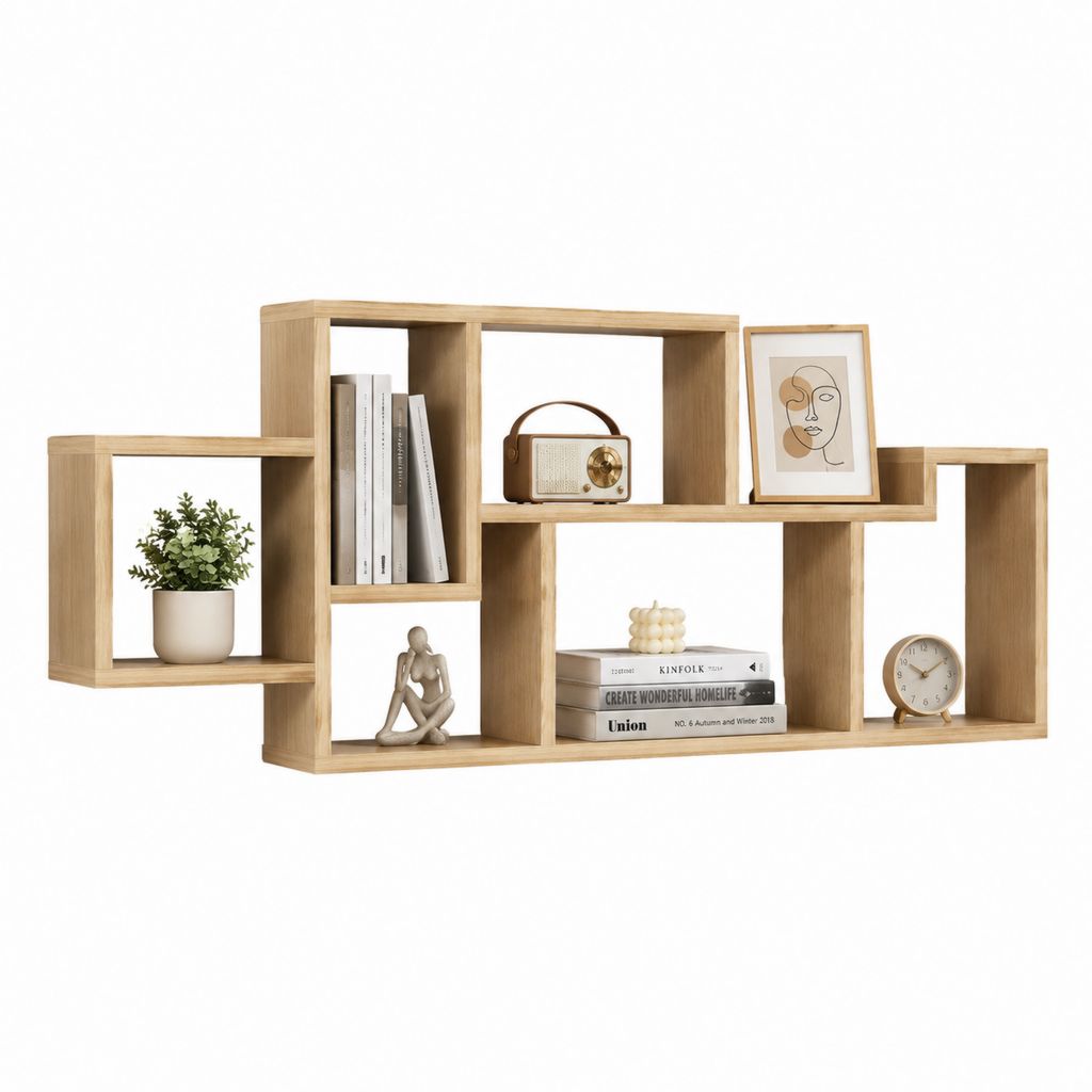 Scaffale da parete modulare rovere naturale in MDF 120 x 20 x 70 cm