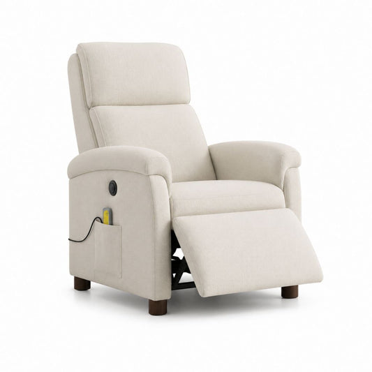 Poltrona reclinabile elettrica beige in poliestere con telecomando 84 x 95 x 103 cm