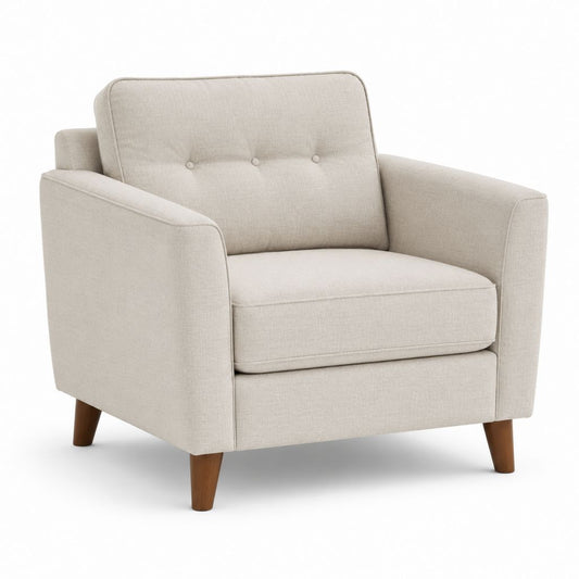 Poltrona da soggiorno beige in poliestere con piedi in legno 85 x 82 x 84 cm